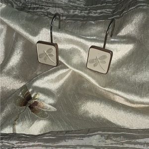 Neutral Shower Curtain Matching Hooks